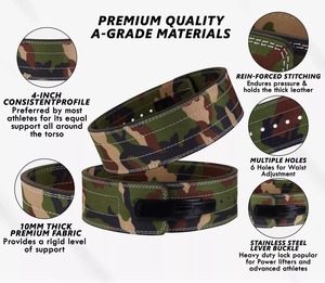 Ceinture de musculation en cuir respirant à boucle à levier camouflage, dernière conception, vente chaude, personnalisable, robuste, pour la compression et l'entraînement - Product Image 2