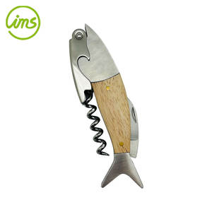 เหล็กไขจุกเปิดไวน์สแตนเลสพร้อมด้ามไม้ยางพารา - Product Image 1