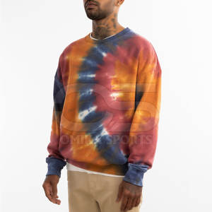 Hombres Tie Dye Sudadera Drop Shoulder Pullover con diseño artístico de remolino para la moda juvenil de la calle - Product Image 4