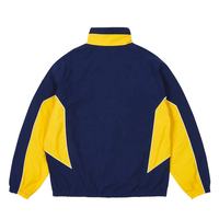 Veste de survêtement vintage en nylon zippée coupe-vent pour homme, personnalisable, color block, légère, chaude, pour le football et le sport, col montant, logo frontal
