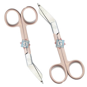 กรรไกรแพทย์สแตนเลสเคลือบสีชมพูอ่อนคุณภาพพรีเมียม ใช้สำหรับตัดผ้าพันแผล ใช้พลังงานด้วยมือ สีเทา - Product Image 1