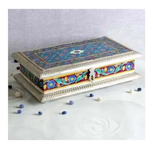 Ensemble de 2 boîtes de rangement cosmétiques en métal et verre Boîte de rangement faite à la main Rangement de bijoux en métal et verre de qualité supérieure - Product Image 2