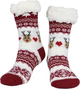Chaussettes de sol de Noël douces et chaudes en fourrure moelleuse et thermique avec motif de renne de dessin animé - Product Image 4