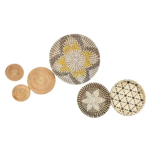 Nuovi articoli Set africano Boho decorazione della parete 100% fatto a mano artigiano vietnamita cesti da parete decorazioni bianco cesto appeso eco-friendly