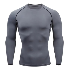 Rashguard personnalisé à manches longues pour homme, 100% polyester, séchage rapide, respirant, vêtements de sport de compression pour la course à pied, le basketball, la salle de sport - Product Image 3