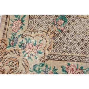 Classique Beige Vert 6.7 X 10.2ft Tapis En Laine À La Main Aubusson Conception Tapis Turcs pour Salon Rectangle Patchwork Latex - Product Image 5