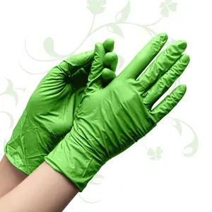 Manufacturers Guantes Paramount Green Nitrile Gloves Powder Free 6 Mil 100 Pcs Green Color With Nitrile Gloves