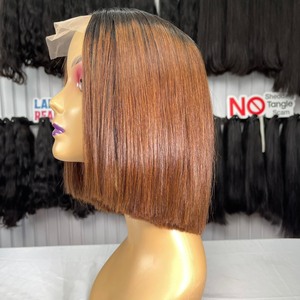 PRÊT À EXPÉDIER!!! Perruque de cheveux bruts pour femme noire Perruque transparente sans colle Full HD Lace Bob, Perruque courte pas chère 13*4 Lace Frontal - Product Image 2