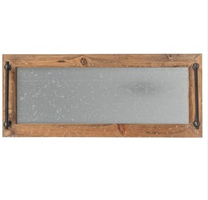 Proveedor de confianza de bandeja de madera de alta calidad con acabado rústico Bandeja larga de madera para servir con asas de metal a precio competitivo - Product Image 5