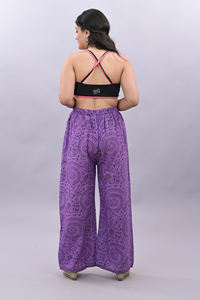 กางเกงขาบานผ้าฝ้ายเอวสูงสำหรับผู้หญิงกางเกงขาบานหลวมพิมพ์ลายสำหรับผู้หญิง - Product Image 5