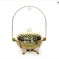 Réchaud à couvercle martelé plaqué or avec support Casserole en métal pour mariages hôtels événements spéciaux