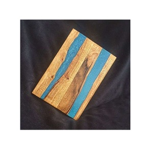 Planche à découper en bois de couleur verte avec planche à découper en résine époxy - Product Image 5