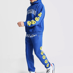 2024 Winter XXL/XL Men's Slim Fit Cotton Polyester Tracksuit Set Customizable Printed Logo Full Fleece Breathable-Wholesale - Product Image 1