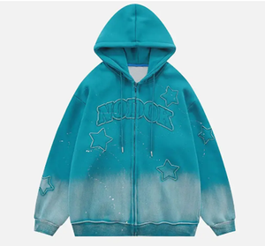 2024 OEM haute qualité soleil effet fondu détresse sweat à capuche brodé hommes zip up sweat à capuche hommes sweat à capuche personnalisé - Product Image 1