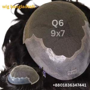 Perruque Q6 pour homme en cheveux indiens Remy 100% naturels, ligne de cheveux frontale invisible, ultra-fine 0,03 mm, base en PU flexible, fermeture frontale en dentelle - Product Image 4