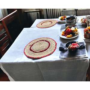 Sets de table ronds en fibre de banane naturelle tissés à la main, durables et éco-responsables, fabriqués artisanallement pour la maison, motif uni, ovales - Product Image 5