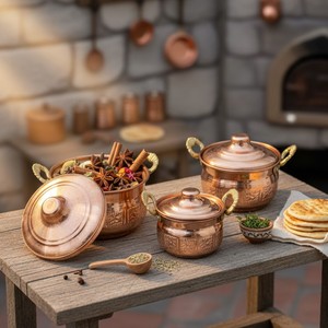 Mini Cocina de Juguete de Cobre, Juego de Utensilios de Cocina de Madera para Niños en Edad Preescolar, Juguetes para Niños, Caja de Juego DIY - Product Image 2