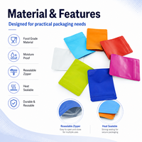 Sac plat en mylar doux au toucher personnalisé pochette debout vierge sac d'emballage en plastique découpé à l'emporte-pièce en mylar pour collation alimentaire avec forme zip-lock