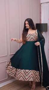 Robe Anarkali en Georgette brodée avec sequins et dupatta ample, idéale pour les fêtes, séchage rapide, vente en gros, haute qualité, prix bas - Product Image 2