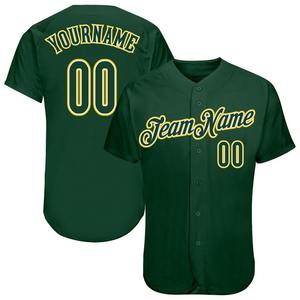 Camiseta de béisbol auténtica verde verde-dorada personalizada ropa de equipo personalizada superventas - Product Image 1