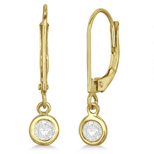 Boucles d'oreilles pendantes en or jaune 14 carats avec fermoir à levier, diamants de 0,30 ct - Style élégant avec un attrait luxueux - Product Image 1