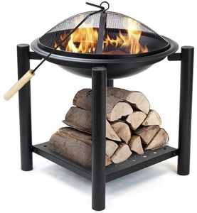 Modern Geometric <b>Iron</b> Wood Burning <b>Fire</b> <b>Pit</b> Sleek Design Outdoor Patio Backyard Contemporary Functional Stylish Eco-Friendly - Product Image 4