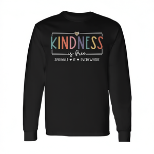 Camiseta de Manga Larga con Estampado Digital 'La Amabilidad es Gratuita', Unisex para Adultos, Cuello Redondo, Promocional - Product Image 3