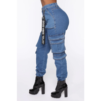 Pantalon cargo skinny pour femme, 100% coton, respirant, écologique, séchage rapide, streetwear, taille basse, broderie vintage