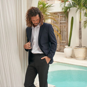 Beam Classic Pantalon d'entreprise moyen pour homme Pantalon formel en polyester de couleur unie à fermeture éclair - Product Image 4