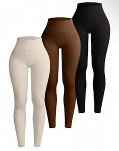 Womens High Elastic Tight-Fit 100% Cotton Pants Yoga Shorts for Women-Customizable Logo Brushed Cycling Sports <b>Leggings</b> Waist - Product Image 4