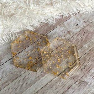 Sous-verres en acrylique transparents en feuille d'or de luxe légers Sous-verres en acrylique créatifs nordiques pour tasses à thé - Product Image 1