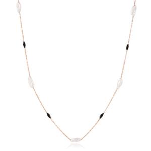 Collar de Cadena con Diseño de Perlas de Agua Dulce Esmaltadas en Color Negro, Hecho a Mano, Venta al por Mayor, Joyería Turca de Plata de Ley 925, THEIA, Moderno - Product Image 6