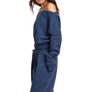 Conjunto de Sudadera y Pantalones Deportivos para Mujer, Hombros Descubiertos, Mezcla de Algodón, Corte Holgado, Ropa Deportiva para Suministro al por Mayor de Marca Privada - Product Image 3