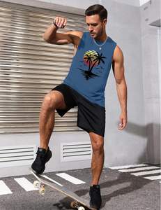 Débardeur graphique sans manches pour hommes grande taille vêtements respirants tricotés hawaïens cocotier design patriotique - Product Image 5