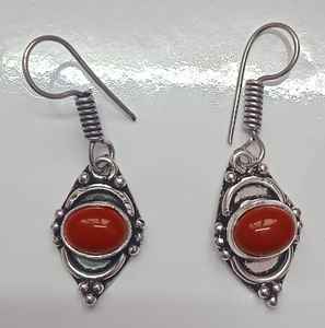 Pendientes de aro de moda elegantes hechos a mano en plata con piedras preciosas Proveedores a granel - Product Image 6