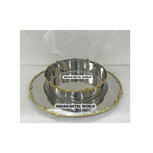 Bol de service à chocolat en métal doré Bol à dessert à chocolat en acier inoxydable martelé pour les événements de mariage et les occasions spatiales - Product Image 4