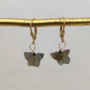 ต่างหูสำหรับแกะสลักลวดพลอยลาบราดอไรต์เงินสเตอร์ลิงขนาด10X14มม. ต่างหูอินเดียแกะสลักผีเสื้อ - Product Image 3