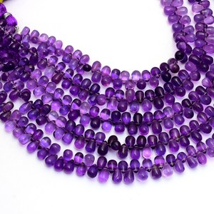 Perles en améthyste naturelle de qualité AAA+, forme goutte, lisses, 5x7mm-6x9mm, pierres semi-précieuses, pour la création de bijoux - Product Image 5