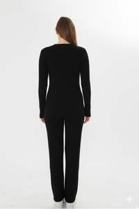 ชุดเซ็ตไหมพรม 2 ชิ้นสำหรับผู้หญิง เสื้อคลุมเนื้อนุ่มหรูหราและกางเกงขายาวทรงกว้าง ชุดลำลองสำหรับพักผ่อน ชุดวอร์มสำหรับผู้หญิง - Product Image 6