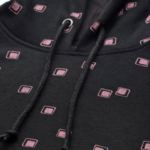 Sudadera con capucha informal rosa para mujer, Top con estampado de lana de algodón transpirable con logotipo frontal para invierno, sudaderas básicas para mujer - Product Image 3
