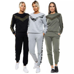 Proveedor de Fábrica, Conjunto Deportivo de Invierno con Capucha y Estampado para Mujer, 2 Piezas, Sudadera y Pantalones Deportivos, 100% Algodón - Product Image 1
