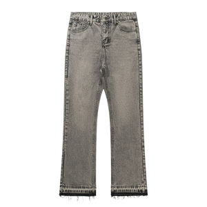 Wholesale <b>Flared</b> <b>Jeans</b> <b>Men</b> Classic Streetwear Raw Hem <b>Jeans</b> Pants Straight Leg Baggy <b>Jeans</b> <b>Men</b> - Product Image 4