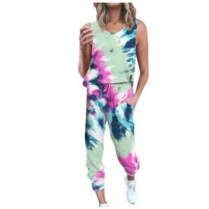 Ropa de mujer Chándal de sublimación estampado Tie Dye Transpirable Ligero 100% Algodón Top Trending Tie Dye Chándal de mujer - Product Image 5