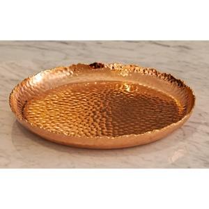 Plateau de service rectangulaire moderne en cuivre avec motif gravé géométrique pour la cuisine, le bar ou la table basse, plateau de service décoratif - Product Image 6