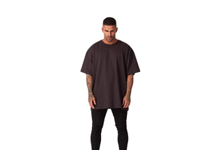 Alta calidad hombres negro antiarrugas 100% algodón de gran tamaño Boxy camiseta Heavyweight Logo patrón diseño de talla grande hombro caído - Product Image 5