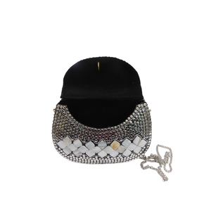 Sacs à vêtements en velours avec pierre perlée grise pour femme Sacs à cordon en velours à bas prix avec pierre ambroïde - Product Image 5