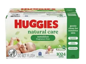 Toallitas Húmedas Huggins Naturales Reutilizables de Algodón Orgánico Sin Alcohol para el Cuidado del Bebé, Caja Grande para Recién Nacidos - Product Image 3