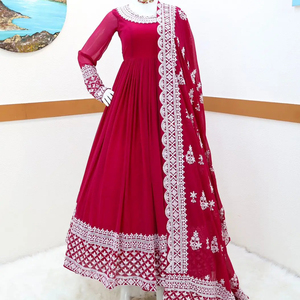 Último diseñador FabZone Faux Georgette bordado secuencia vestido de trabajo para adultos fiesta de alta calidad Sari Salwar Lehenga Choli - Product Image 1