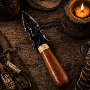 Cuchillo Decorativo de Obsidiana Negra de 10 Pulgadas, Cristal Volcánico Natural Tallado, Athame Espiritual Coleccionable - Product Image 5
