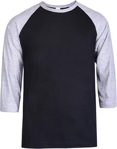 Camiseta de manga raglán 3/4 para hombre activo: camiseta de béisbol de poliéster de algodón Camiseta de béisbol transpirable suave ideal para deportes Borgoña/negro - Product Image 6